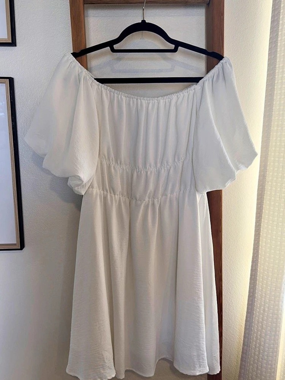 DOKOTOO Puff Sleeve Mini Dress in White Like new